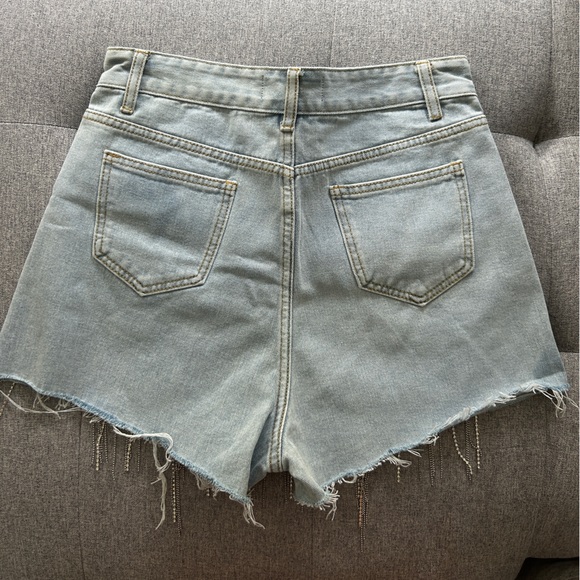 Denim Short w/ fringe detail (High Waist) - Picture 2 of 3